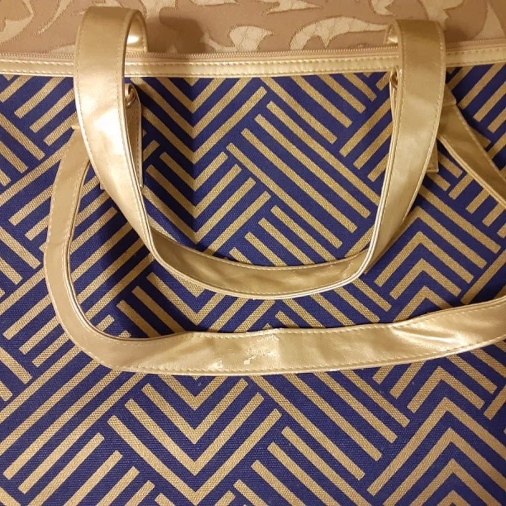 Kirkland's Metallic Gold & Blue Geometric Pattern Tote Bag